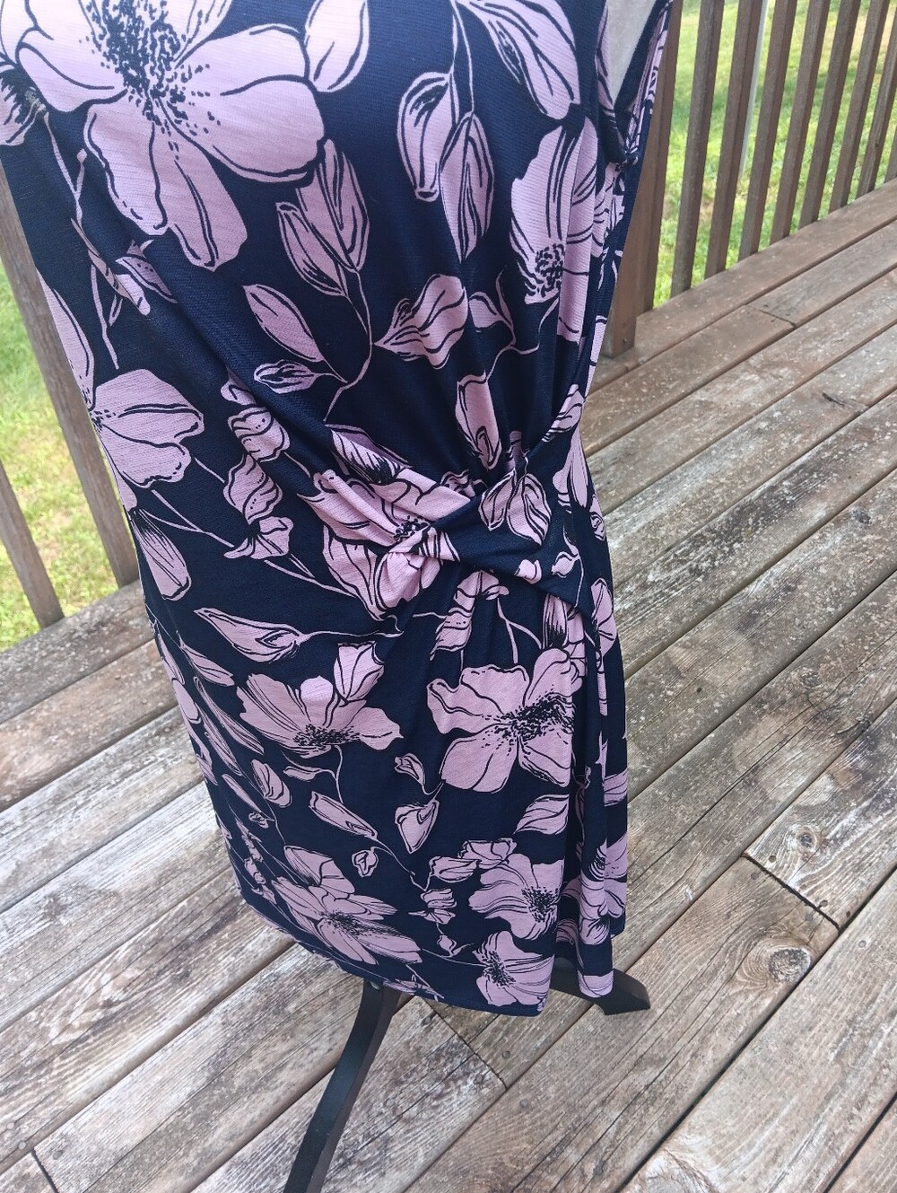 Beacon Pink Navy Blue Sleeveless  Mini Dress Medium Cottagecore Garden Party - Picture 7 of 10